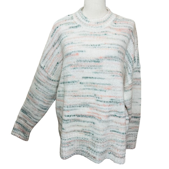 NWOT Torrid cute mock neck white peach green grey soft fuzzy sweater size 1X - Picture 5 of 16